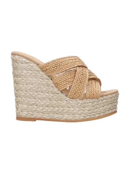Espadryle Espadrilles skórzane beżowe
