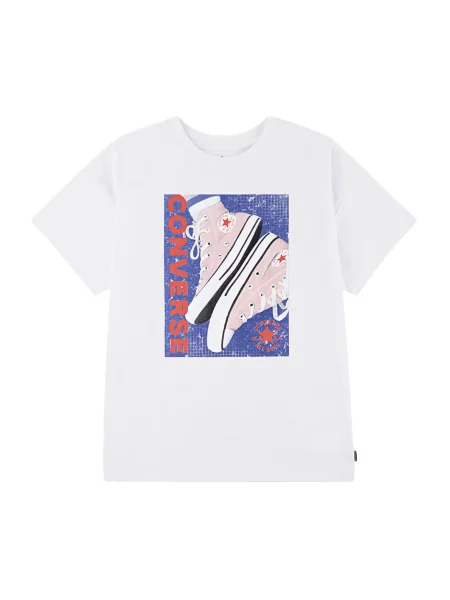 CONVERSE Tricou bleumarin / roz / roșu alb