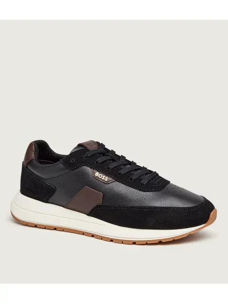 BOSS BLACK Teniși din piele Vinston_Runn_sdtbbu | piele întoarsă negru
