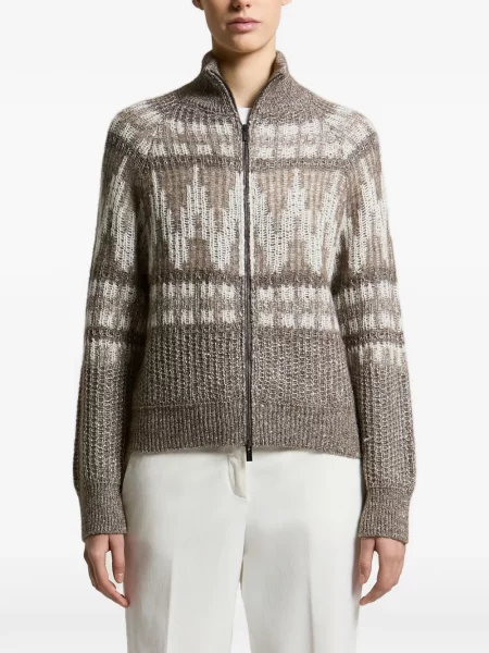 Cardigan Peserico cu imprimeu geometric maro