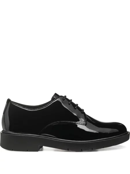 Pantofi derby Geox cu șireturi din piele de lac negru