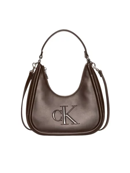 Calvin Klein Torebka Bold Ck Small Crescent Bag ciemny brązowy