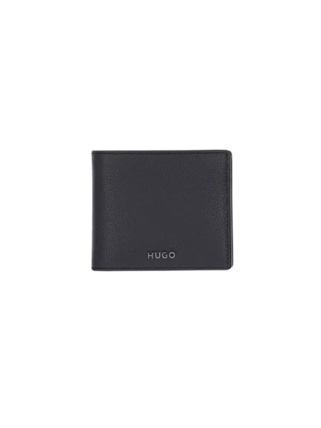 HUGO portfel skórzany Coin czarny