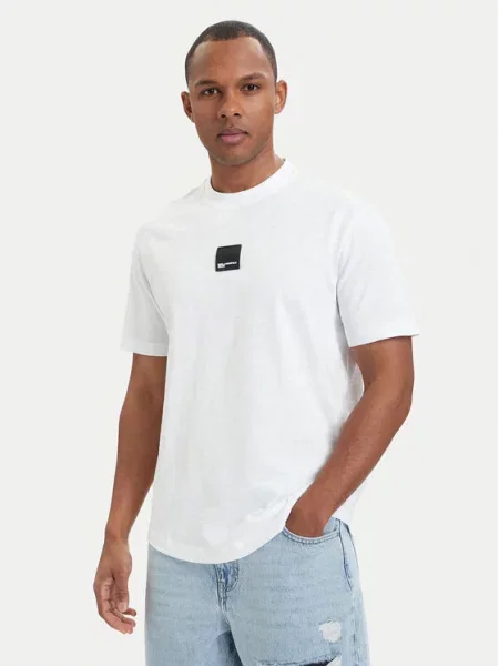Tričko Karl Lagerfeld Jeans Reg Curved Hem Slub Tee White S bílé