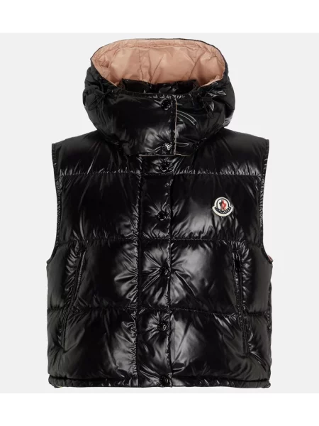 Pikowana kamizelka puchowa Moncler czarna