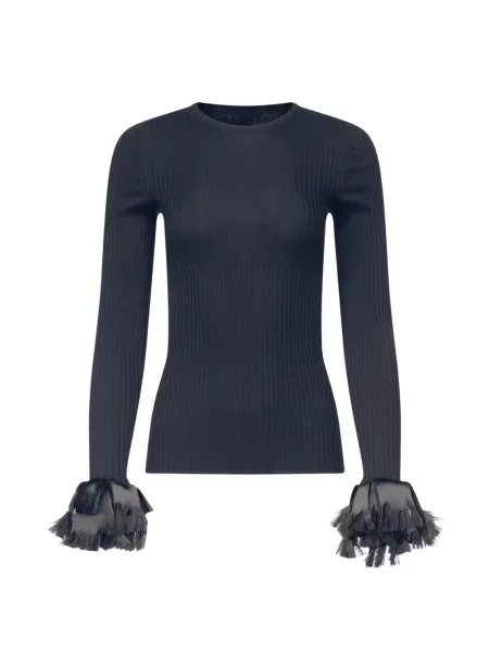 Pulover Fforme cu franjuri negru