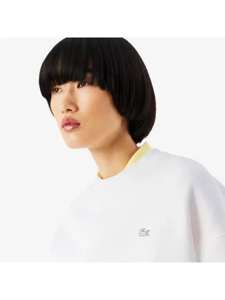 Lacoste Bluza Oversize Z Dwustronnego Jerseyu biała