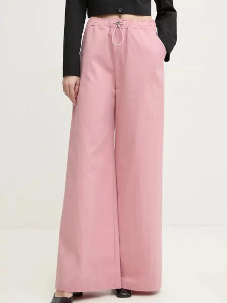 Moschino Jeans spodnie szerokie high waist różowy