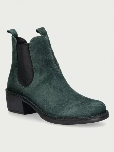 Fly London ghete scurte pentru femei din piele întoarsă verde