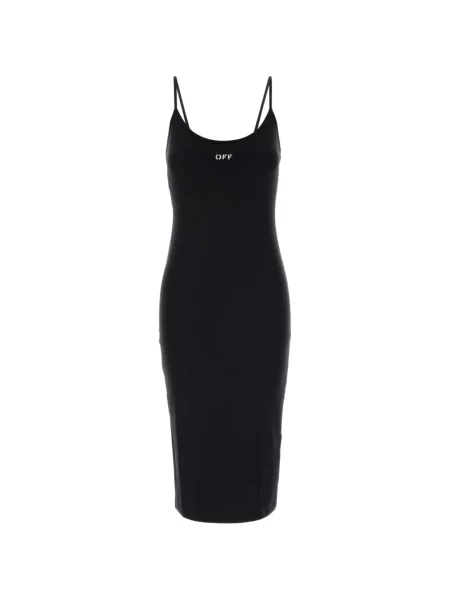 Rochie midi Off-white cu imagine cu bretele alb