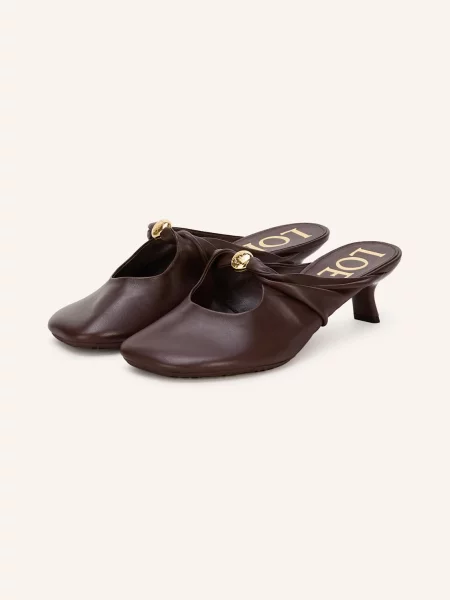 Loewe Mules Pebble tmavě hnědá