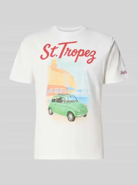 T-shirt z nadrukiem z motywem model DENVER' Mc2 Saint Barth biała