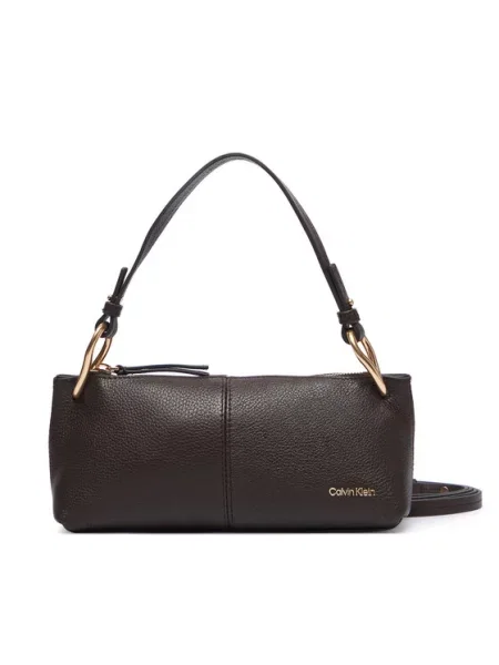 Calvin Klein Τσάντα Slouchy Leather Small Conv Bag καφέ