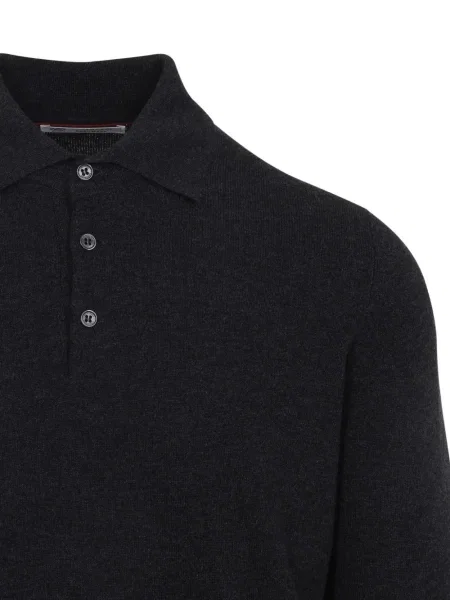 Lung tricou polo Brunello Cucinelli gri
