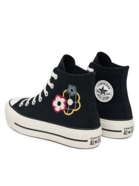 Modne superge Converse Chuck Taylor All Star Lift Platform Floral Patchwork črna