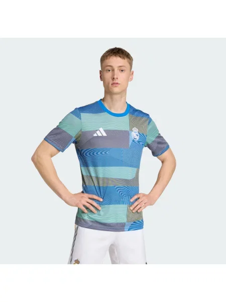 ADIDAS PERFORMANCE Funkční tričko Real Madrid Prematch azurová / šedá / světle zelená / bílá modré
