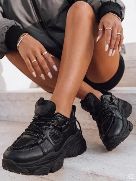 Sneakersy na grubszej podeszwie NEWMOVE Dstreet czarne