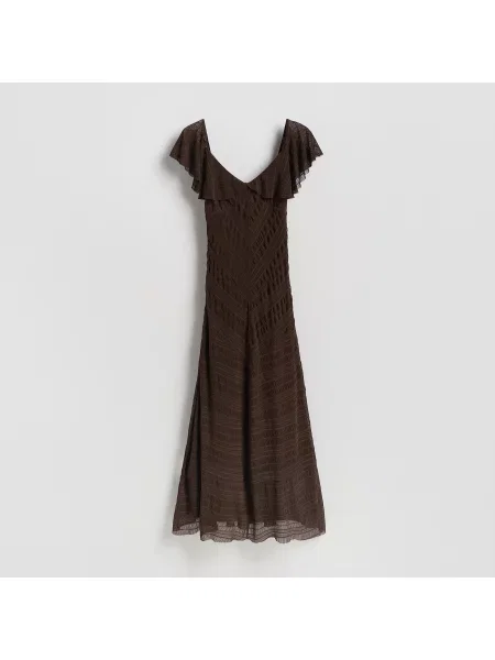 Reserved Maxi šaty tmavě hnědá