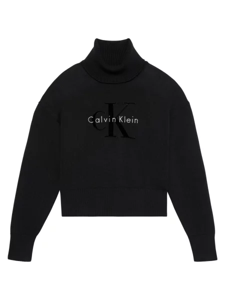 Calvin Klein Jeans Sveter / biela čierna