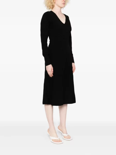 Rochie midi Twinset cu decolteu în V până la genunchi de costum negru