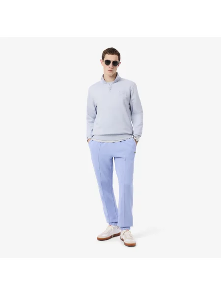 Lacoste Bluza Z Wysokim Kołnierzem Z Tłoczonym Wzorem Zapinana Na niebieski