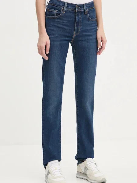 Дънки Levi's HIGH RISE STRAIGHT тъмносиньо синьо