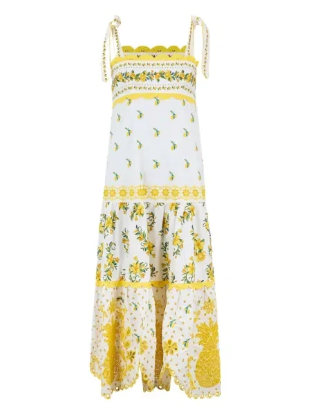 Sukienka midi Farm Rio do kolan garniturowa biała