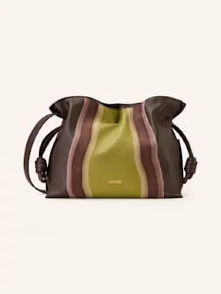 Loewe Kabelka Přes Rameno Flamenco Medium tmavě hnědá/ hnědá/ světle zelená