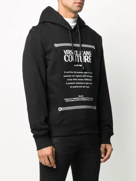 Hanorac cu glugă Versace Jeans Couture cu imagine negru