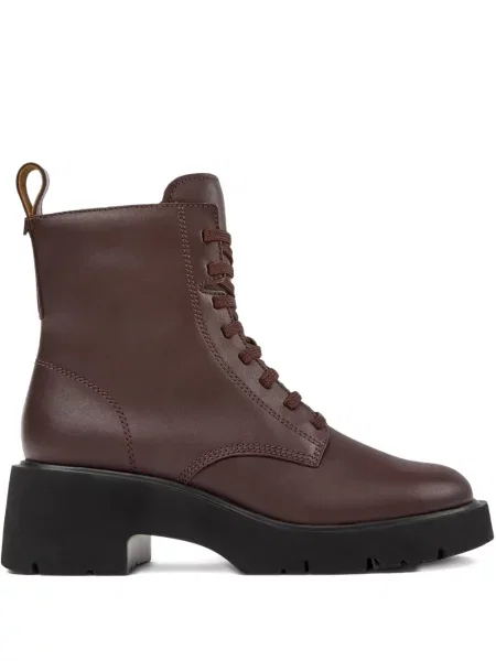 Боти Camper с връзки на платформе с дантела кафяво