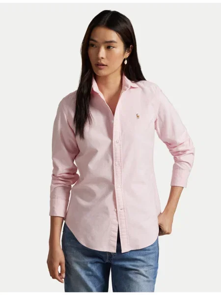 Ralph Lauren Bluzki Kobieta L koszula Oxford z logo różowy