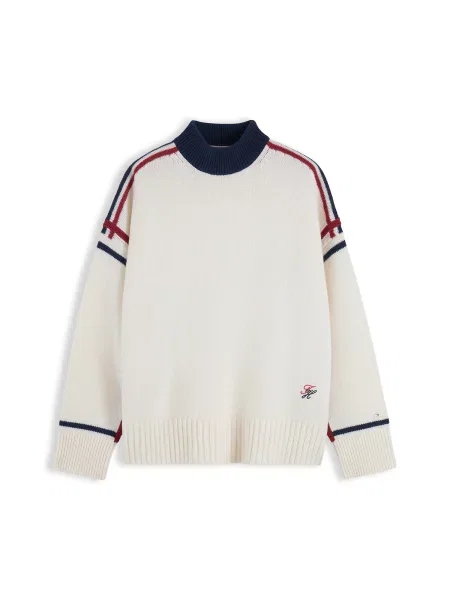TOMMY HILFIGER Pulover deschis / bleumarin / roşu închis bej