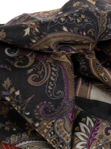 Fular Etro cu imagine cu model paisley negru