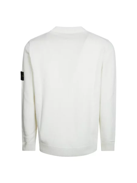 Sweter Stone Island wełniany z kamieniami biały