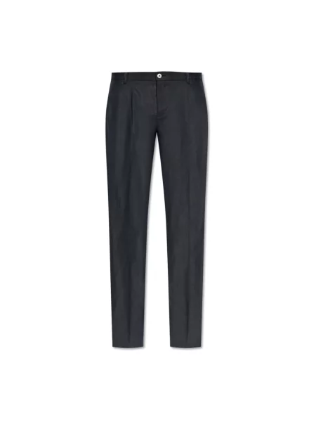 Lniane spodnie Dolce And Gabbana niebieskie