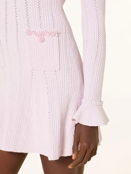 Self-Portrait Dzianinowa Sukienka Z Ozdobnymi Koralikami pink różowa
