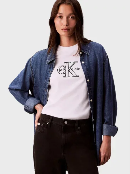 Класична футболка Calvin Klein Jeans біла