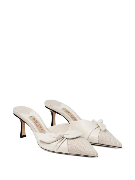 Papuci tip mules Jimmy Choo cu funde alb