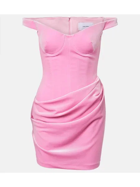 Rochie Alex Perry de catifea drapată de costum roz