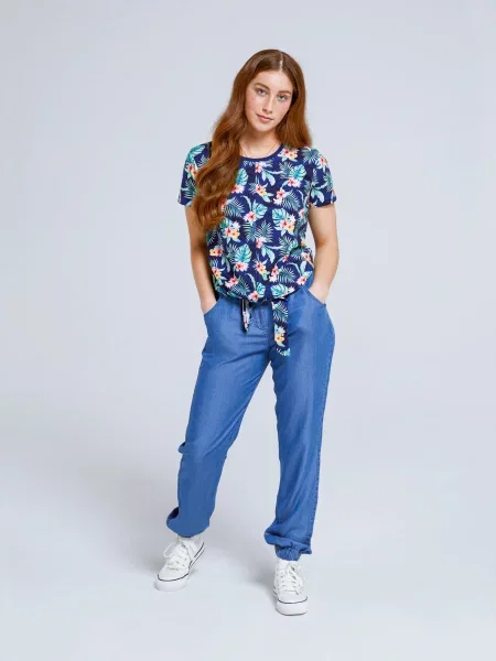 Koszulka wiązana przy talii Lexi Navy granatowa