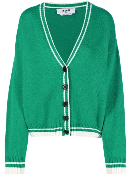 Cardigan Msgm cu dungi tricotate verde