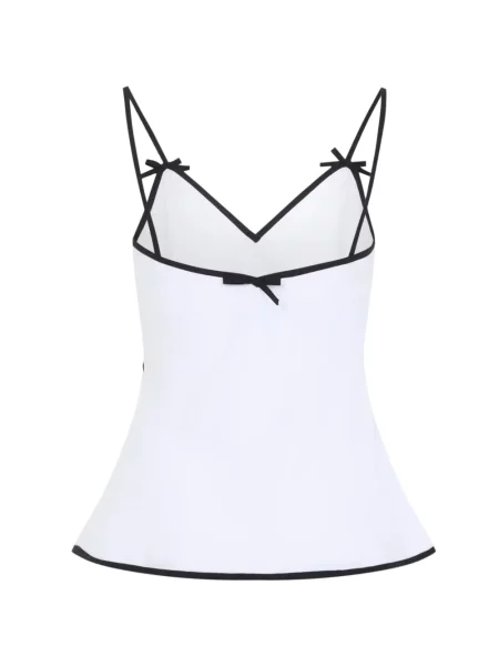 Top Moschino cu funde cu bretele alb