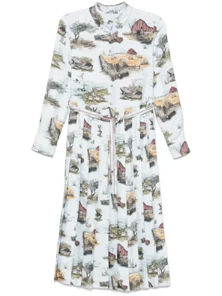 Maxi rochie maxi Thom Browne plisată de costum albastru