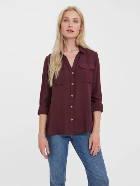VERO MODA Bluză VMBUMPY vin roșu