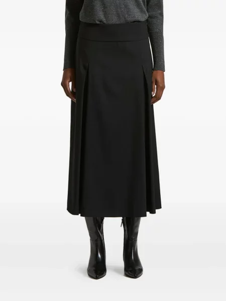 Fusta plisata Peserico plisată până la genunchi negru