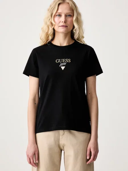 Guess Jeans T-shirt παιδικό με ελαστάν μαύρο