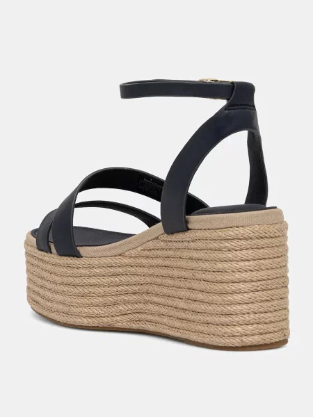Kožené sandály Tommy Hilfiger ANKLE STRAP LEATHER PLATFORM tmavomodrá