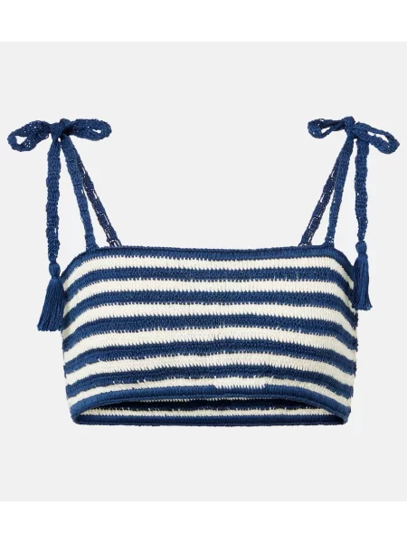 Top Anna Kosturova w paski o krotszym kroju niebieski