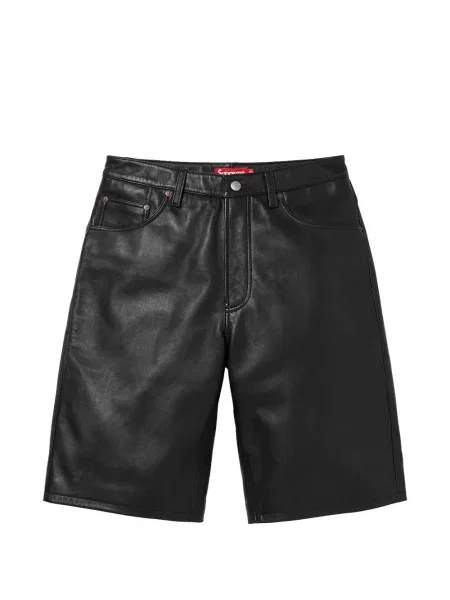 Pantaloni scurți Supreme din piele negru