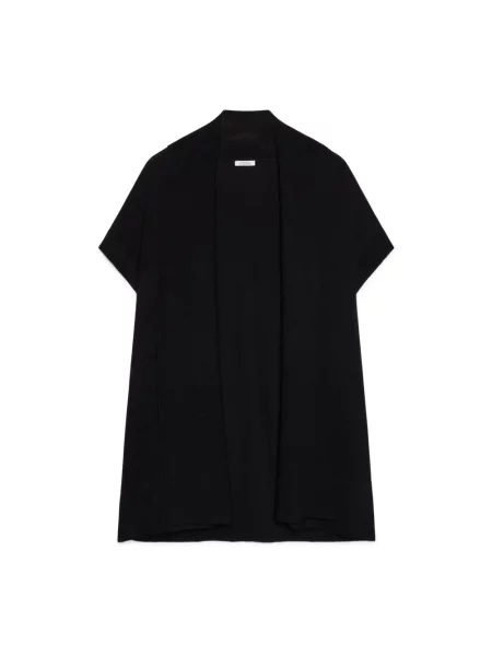 Dzianinowy długi kardigan Fiorella Rubino z krótkim rękawem czarny